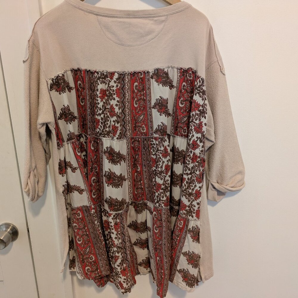 Free People "Cool Baby" Ivory Henley Mixed Media Pullover - Picture 6 of 11
